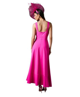 Strappy Crepe Corsage Midi Dress