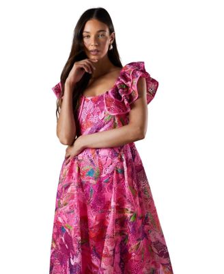 Frill Sleeve Midi Dress