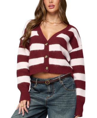 Kaz Striped Knit V Neck Cardigan