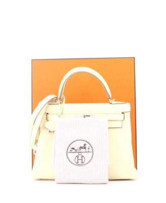 Kelly 28 Handbag Yellow Clemence with Palladium Hardware