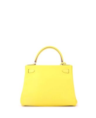 Kelly 28 Handbag Yellow Evercolor with Palladium Hardware