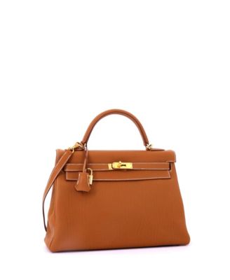 Kelly 32 Handbag Brown Togo with Gold Hardware