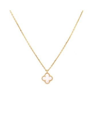  Sweet Alhambra Pendant Necklace 18K Gold and Mother of Pearl, 14.75 - 15.5"