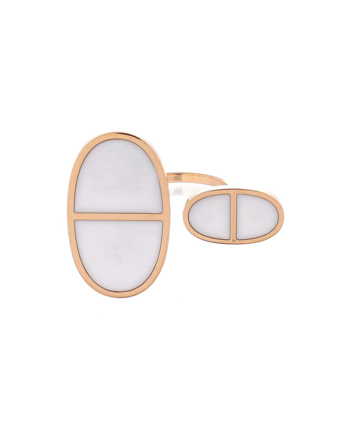 Pre-Owned HERMES Very Large Chaine d'Ancre Verso Ring 18K Rose Gold with Ceramic