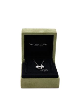  Vintage Alhambra Pendant Necklace Guilloche 18K White Gold, 14.75 - 16.5"