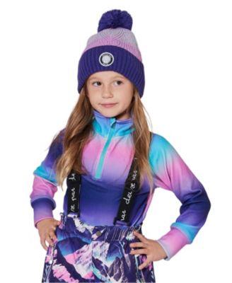 Girls' Lined Knit Pompom Hat Stripes - Baby, Little Kid, Big Kid