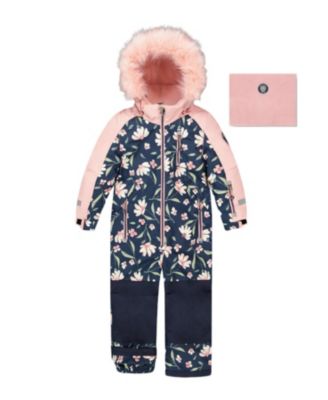 Girls' One-Piece Flower Play Snowsuit - Little Kid