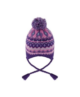 Girls' Lined Peruvian Knit Pompom Hat - Baby, Little Kid, Big Kid