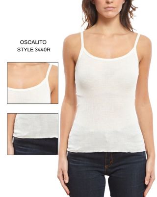  Ribbed Wool & Silk Scoop Neck Camisole