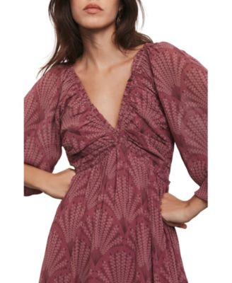  Women's Floral Design Midi Dress