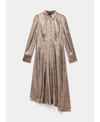 Women's Metallic Midi Shirt Dress