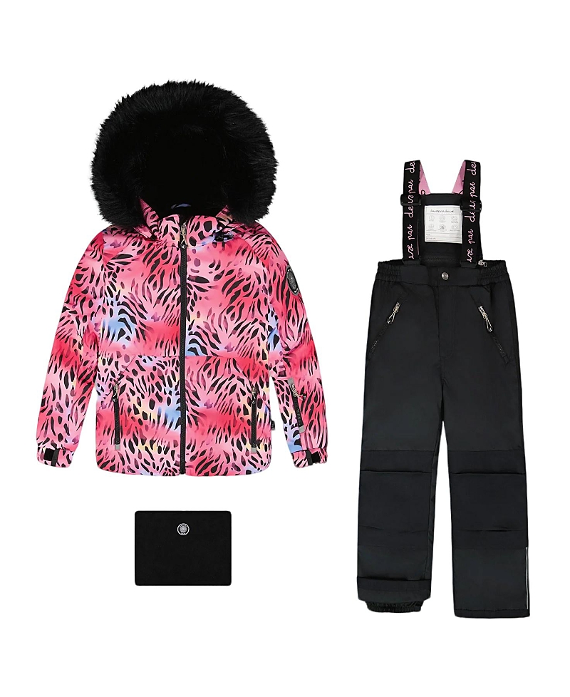 Deux par Girls' Two-Piece Play Snowsuit with Jacket and Solid Pant