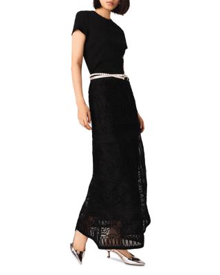 Embroidered Basket Weave Knit Skirt