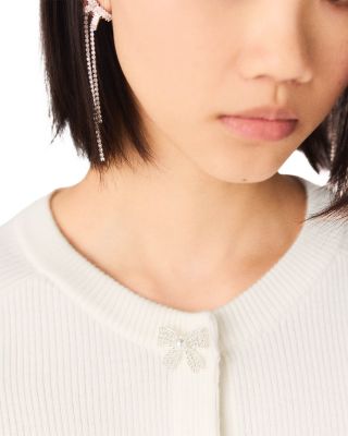 Bow Jewelry Button Wool Cardigan