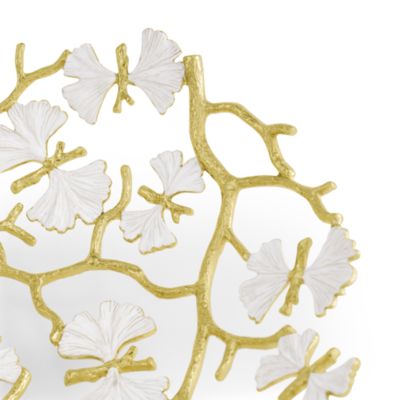 Butterfly Gingko Gold Tone Bread Basket