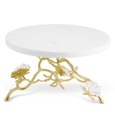 Butterfly Gingko Gold Tone Cake Stand