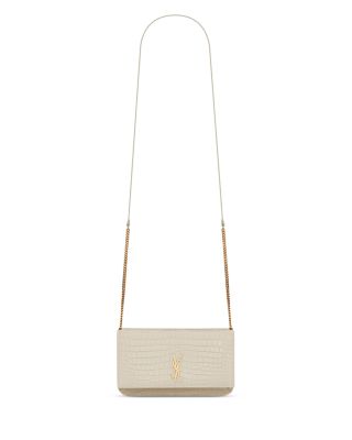 Cassandre Phone Holder in Shiny Crocodile-Embossed Leather