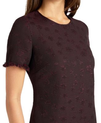 Melania Tonal Jacquard Short Sleeve Shift Dress