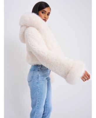 Kali Cropped Faux Fur Jacket with Hood