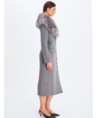  Faye Wool Blend Coat with Removable Faux Fur Collar