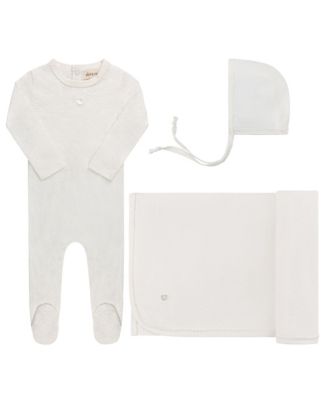 Unisex Heart and Star Button Pointelle Collection Footie, Blanket and Bonnet Set - Baby
