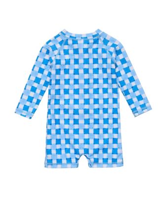 Boys' Ocean Grid Long Sleeve Sunsuit - Baby