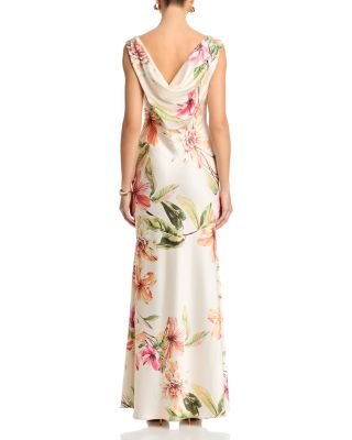 Sleeveless Drape Neck Gown