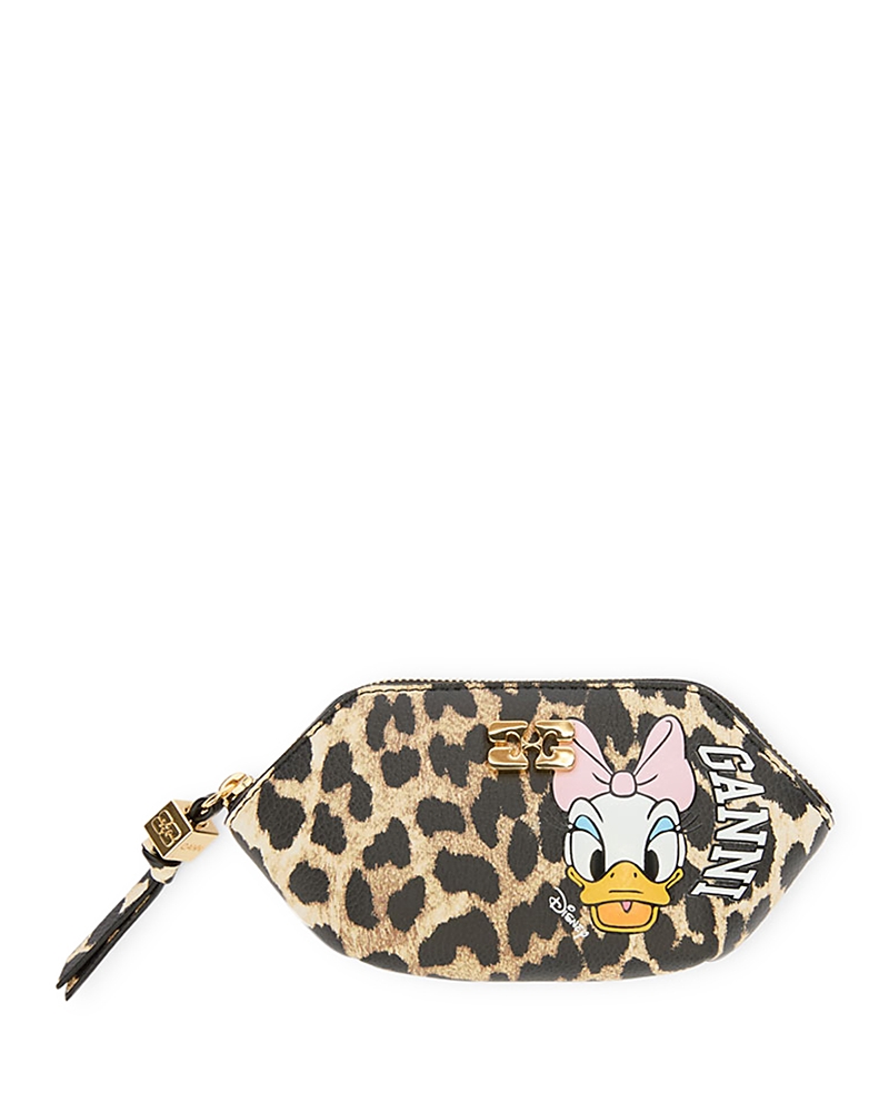 Ganni Bou Daisy Duck Leopard Print Coin Purse