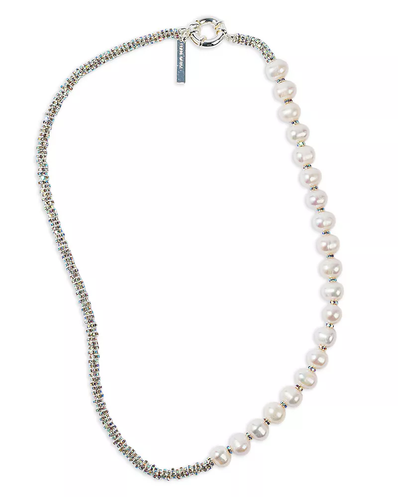 Pearl Octopuss. y Paris Diamond Crystal & Cultured Freshwater Pearl Strand Necklace, 19.6