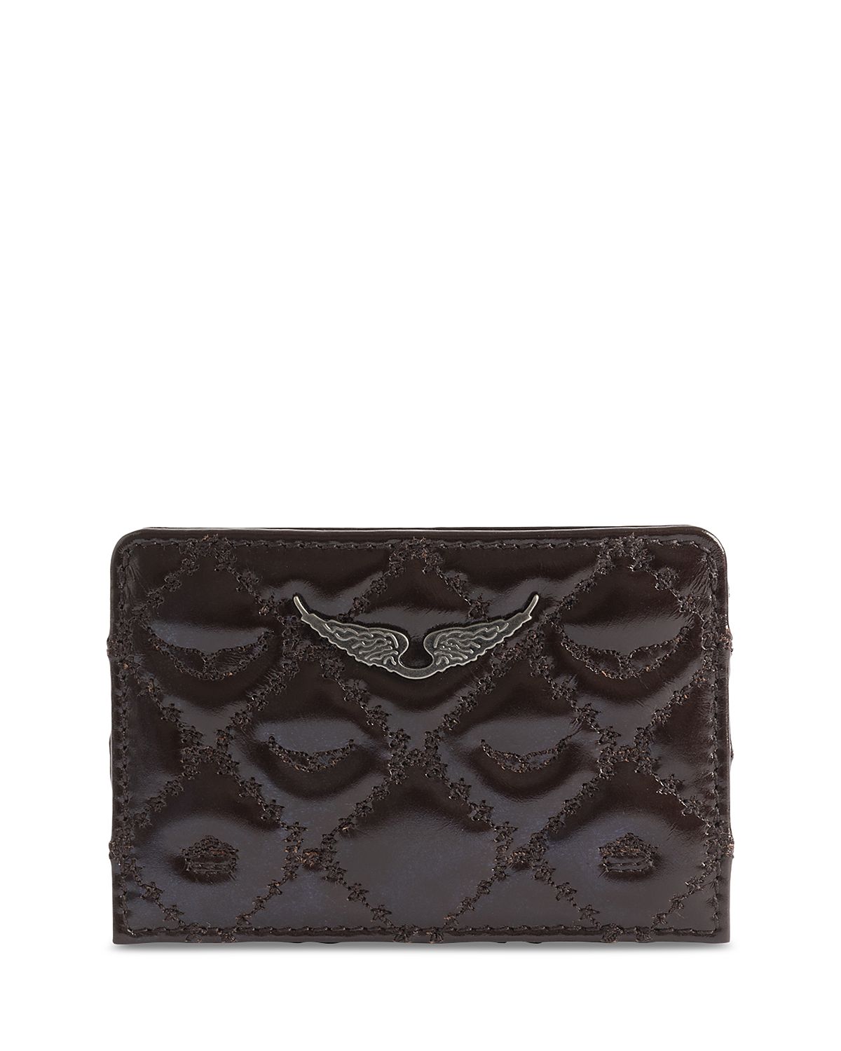 Zadig & Voltaire Zv Pass Monogram Vintage Patent Leather Card Holder