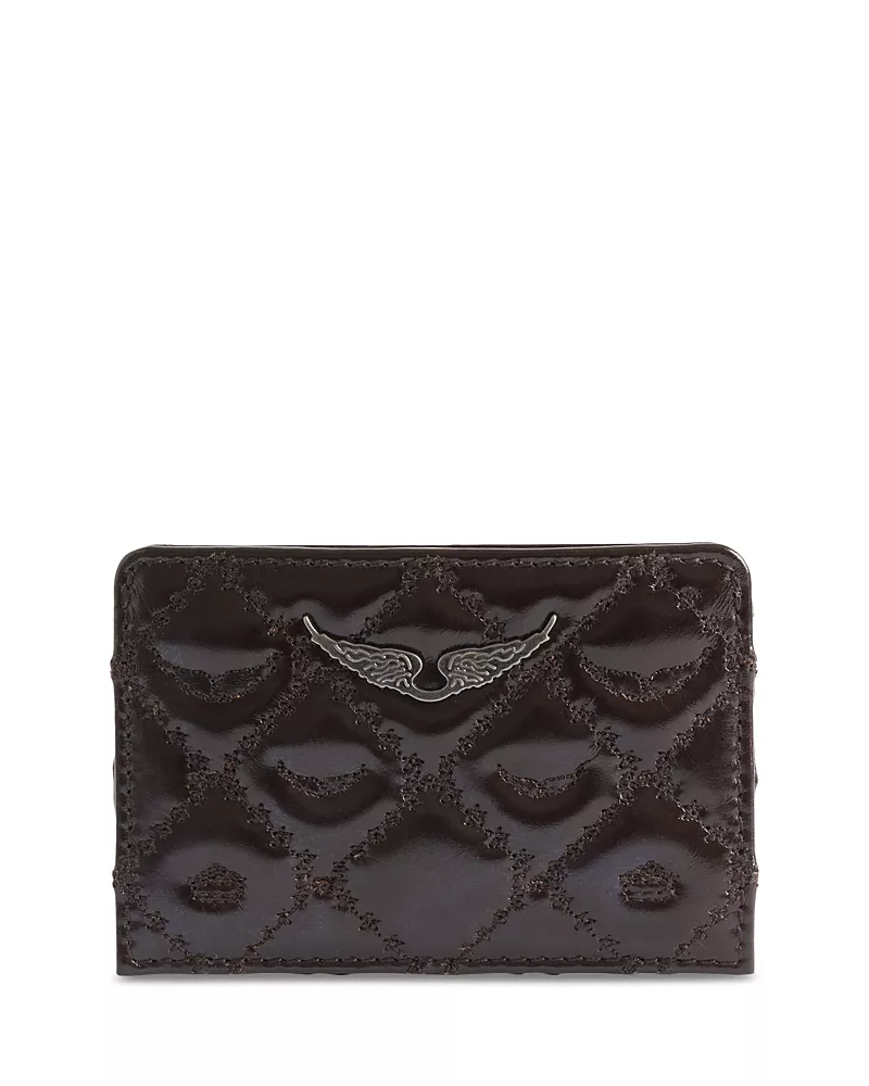 Zadig & Voltaire Zv Pass Monogram Vintage Patent Leather Card Holder