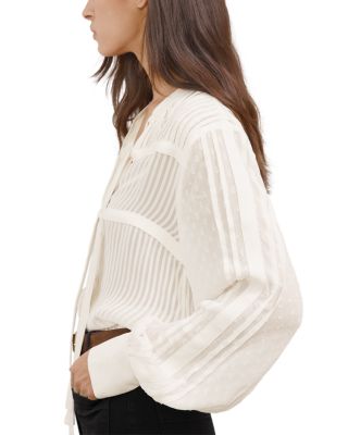 Josephine Shadow Stripe Tie Neck Blouse