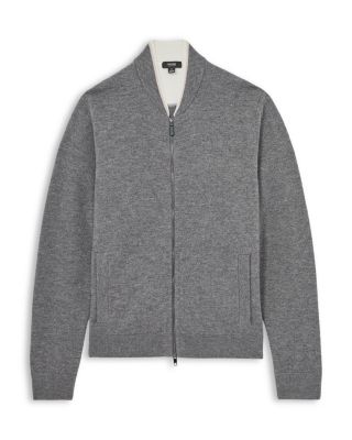 Clifford Long Sleeve Zip Through Tipped Collar Merino Bomber Jacket