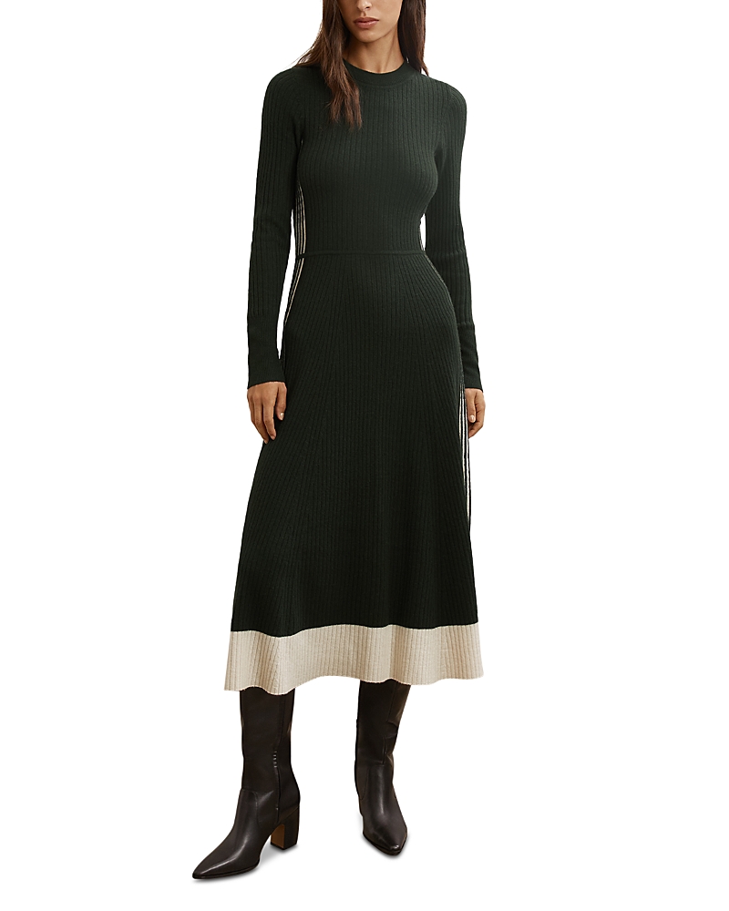 Reiss Aria Side Stitch Knit Midi Dress