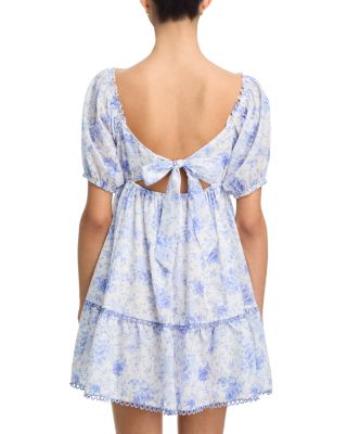 Floral Toile Puff Sleeve Mini Dress - Exclusive