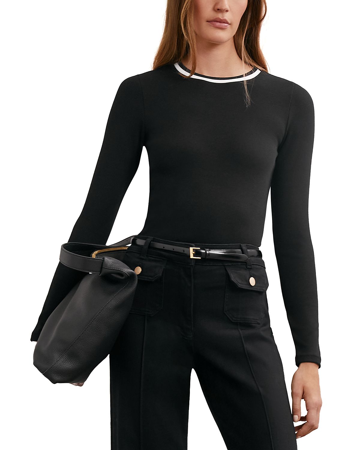 Reiss Tilly Long Sleeve Ribbed Tee