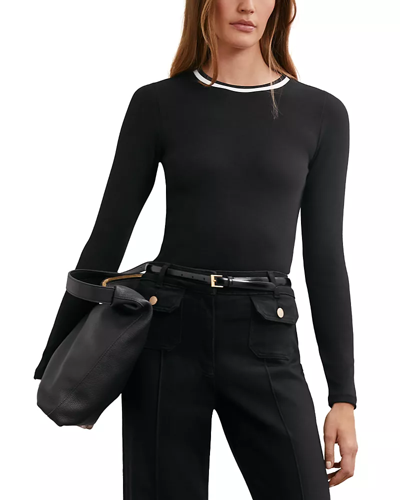 Reiss Tilly Long Sleeve Ribbed Tee