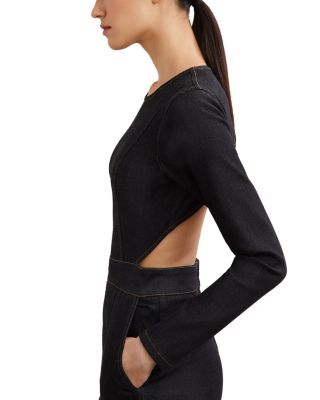 Sanata Long Sleeve Wide Leg Denim Jumpsuit