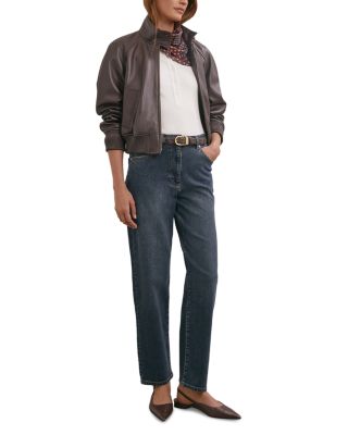 Selin Petite Mid Rise Straight Leg Jeans in Antique Mid Blue