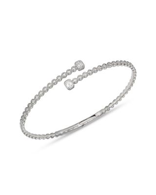 Diamond Bypass Bangle Bracelet in 14K White Gold, 1.0 tcw