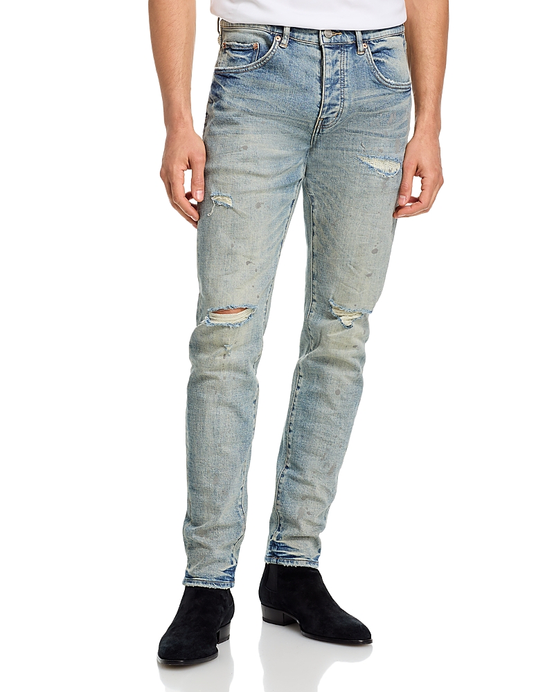 Purple Brand Worn Slashed Paint Jeans