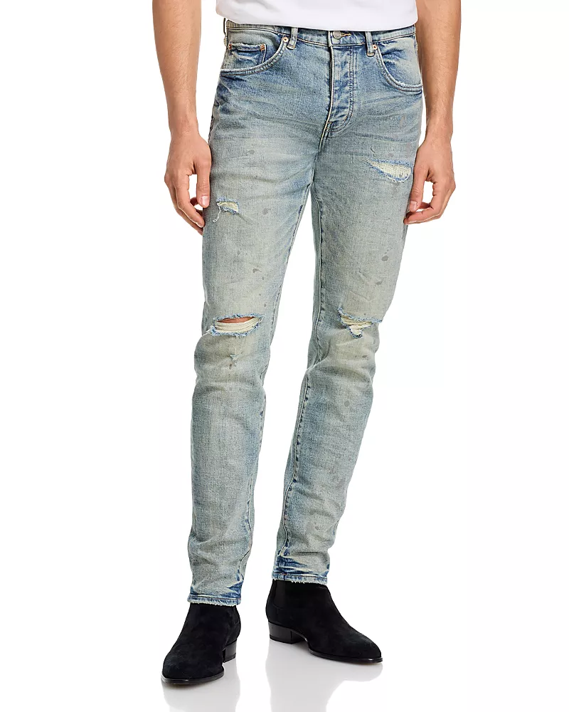 Purple Brand Worn Slashed Paint Jeans