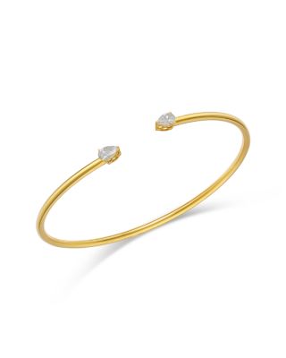 Luxe Collection Certified Lab Grown Diamond Pear Cuff Bangle Bracelet in 14K Gold, 0.50 tcw