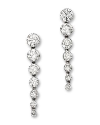 Luxe Collection Certified Lab Grown Diamond Graduated Linear Drop Earrings in 14K White Gold, 1.0 tcw