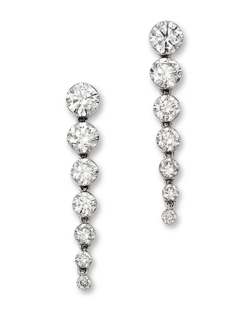 Bloomingdale's Fine Collection Luxe Collection Certified Lab Grown Diamond Graduated Linear Drop Earrings in 14K White Gold, 1.0 tcw