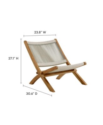 Vienna Outdoor Patio Teak and Rope Folding Lounge Chairs and Side Table, Set of 3