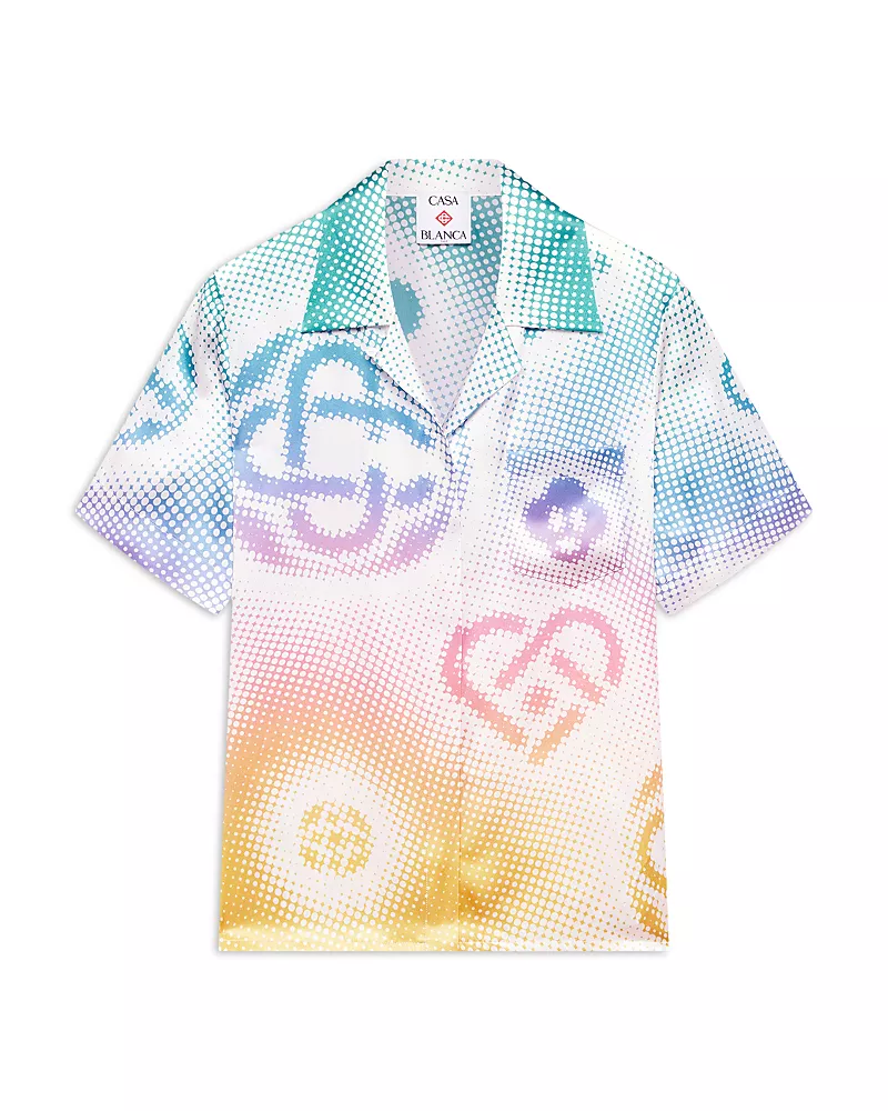 Casablanca Half Tone Logo Cuban Silk Shirt
