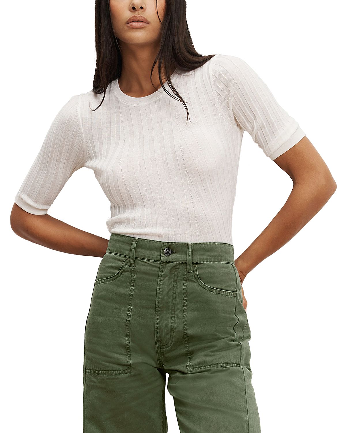Veronica Beard Debois Merino Wool Crewneck Sweater
