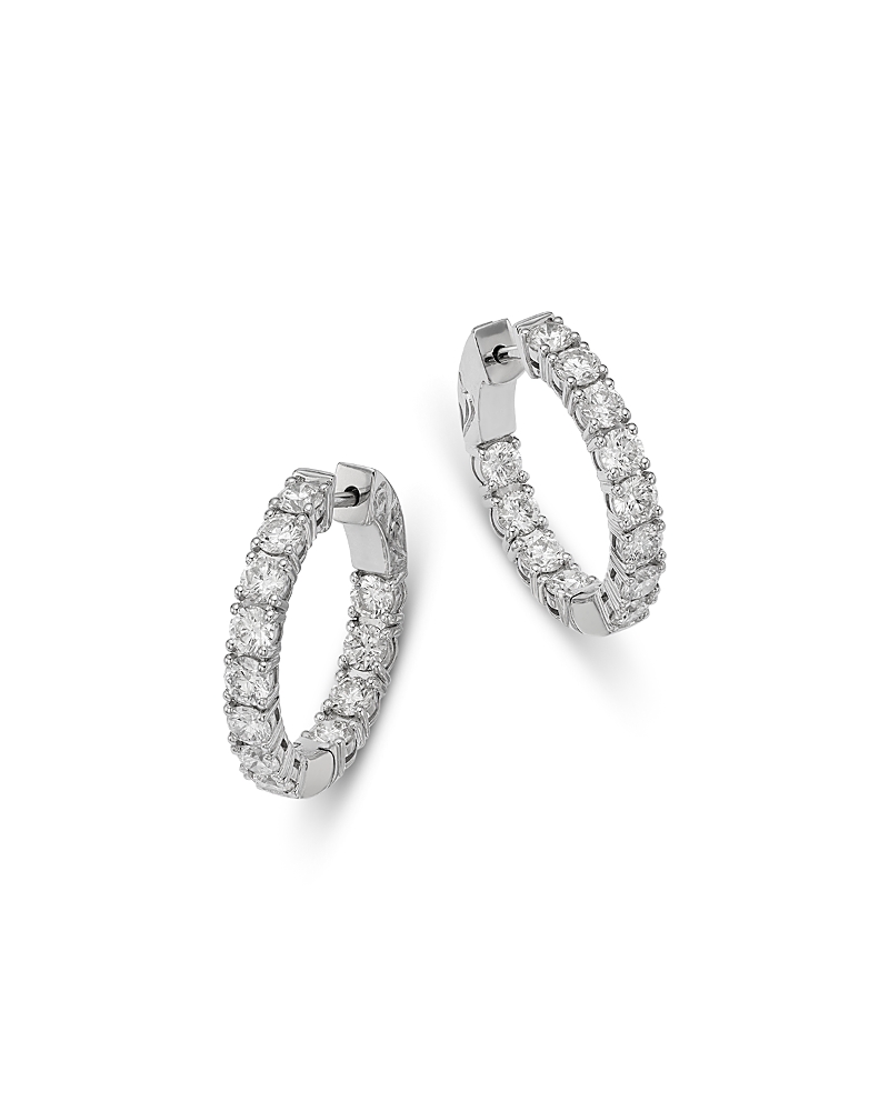 Bloomingdale's Fine Collection Luxe Collection Certified Lab Grown Diamond Inside Out Hoop Earrings in 14K White Gold, 4.0 tcw