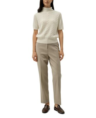  Cable Knit Baby Cashmere Turtleneck Top